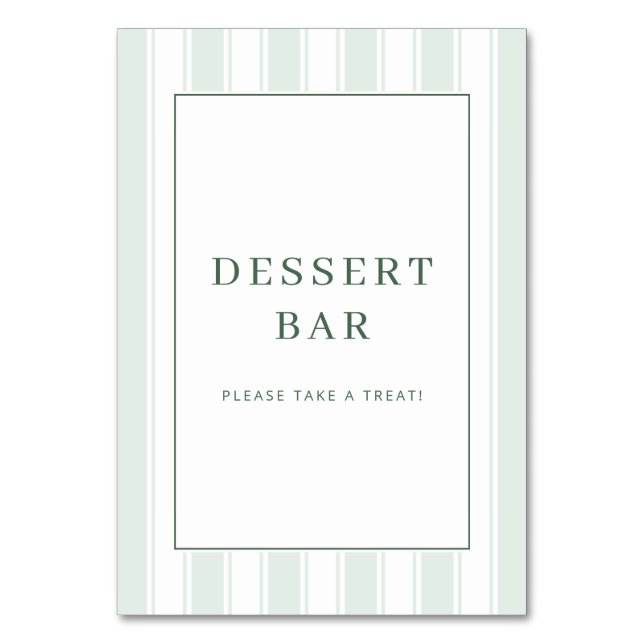 Numéro De Table Fresh Green Minimalist Dessert Bar Sign (Par défaut)