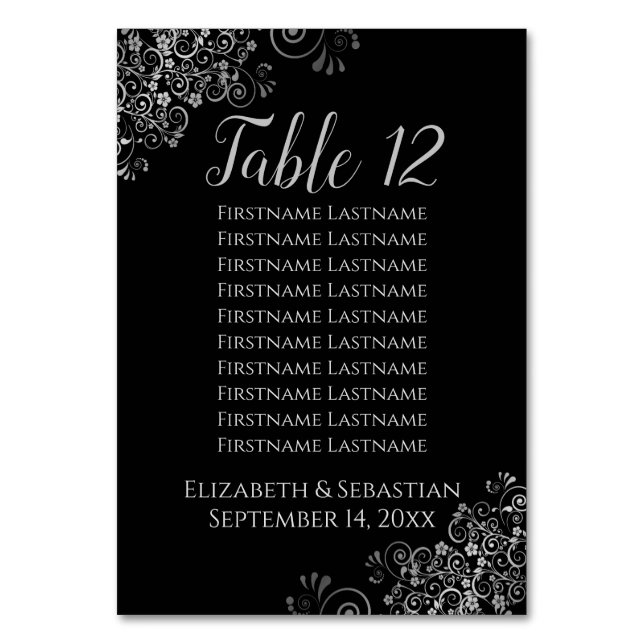Numéro De Table Frilles d'argent sur le tableau de sièges Mariage  (Par défaut)