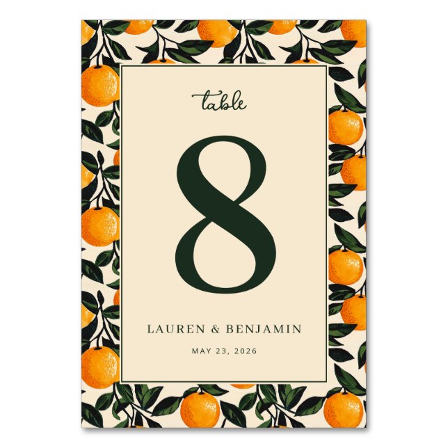 Numéro De Table Fruit de Citrus Orange Joyeux (Par défaut)