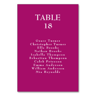 Numéro De Table Fuchsia Enchantement + Liste d'invités Electric Fu