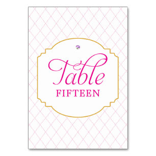Numéro De Table Fuchsia Hot rose Gold Diamond Motif Art Déco