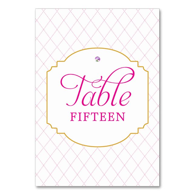 Numéro De Table Fuchsia Hot rose Gold Diamond Motif Art Déco (Par défaut)
