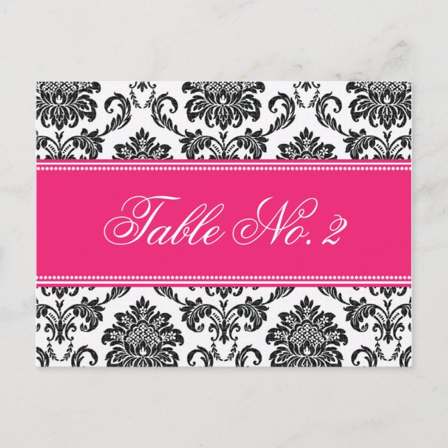 Numéro de table Fuchsia Mariage damassé (Devant)