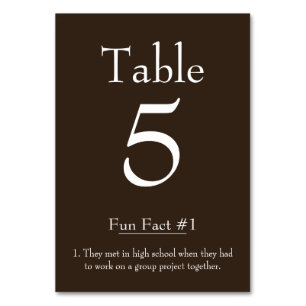Numéro De Table Fun Fact au sujet de la mariée et de la chambre Ch
