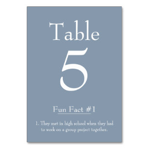 Numéro De Table Fun Fact sur la mariée et la chambre sur Dusty Blu