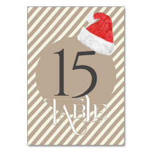 Numéro De Table Fun Mariage de Noël moderne avec Red Santa Hat