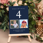 Numéro De Table Fun Photo Mariage bleu marine<br><div class="desc">Amusez-vous avec votre décor de réception de mariage avec ces cartes de numéro de table bleu marine où chaque numéro de table correspond aux photos de la mariée et du marié au même âge. Par exemple, pour le tableau 4, personnalisez le numéro de tableau avec "4" et ajoutez des photos...</div>