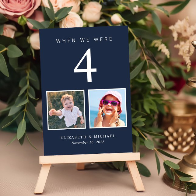 Numéro De Table Fun Photo Mariage bleu marine (Créateur téléchargé)