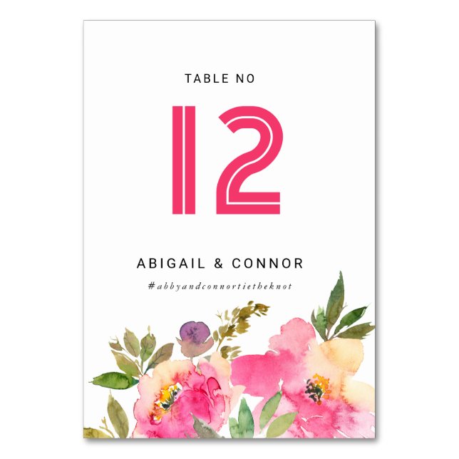 Numéro De Table Fun Vibrant Violet Fuchsia Floral (Par défaut)