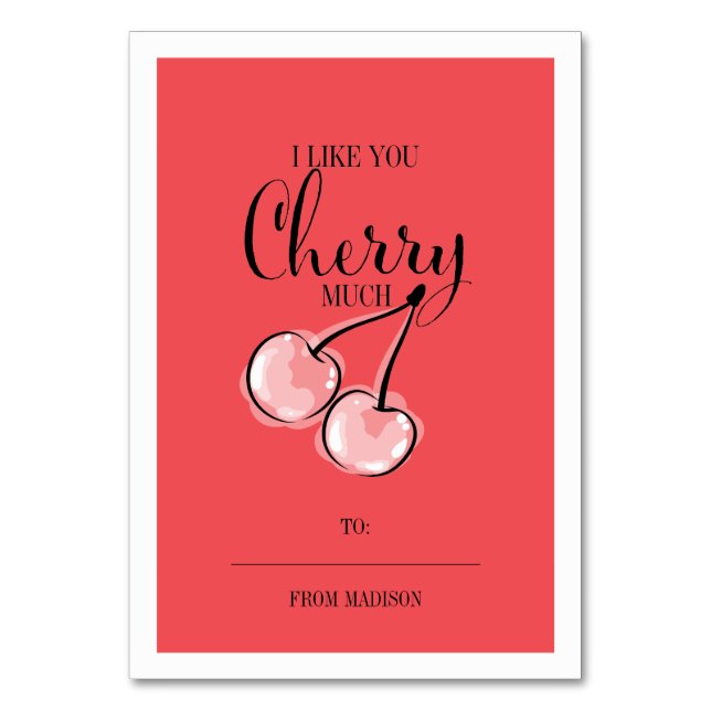 Numéro De Table Funky Fruit Pun Cherry Classroom Valentine Card (Par défaut)