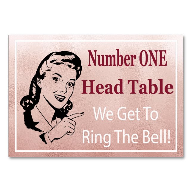 Numéro De Table Funny Retro Rose Gold Bunco Head Table Card (Devant)