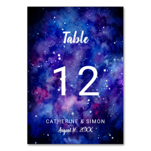 Numéro De Table Galaxie aquarelle étoiles nuit constellation étoil