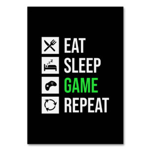 Numéro De Table Gamer Art Manger Sleep Jeu Répétition