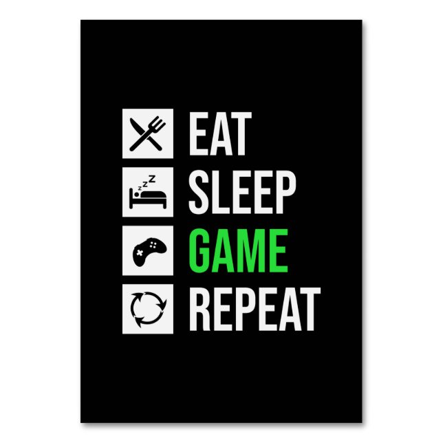 Numéro De Table Gamer Art Manger Sleep Jeu Répétition (Par défaut)