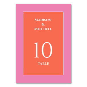 Numéro De Table Garden Sunrise Pink Orange Aquarelle Mariage