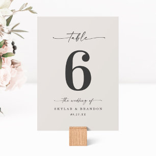 Numéro De Table Gardenia couleur solide simple Mariage blanc