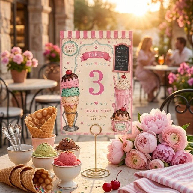 Numéro De Table Gâteau de glace pastel Anniversaire Sucré (Créateur téléchargé)