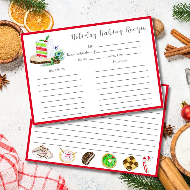 Numéro De Table Gâteau de Noël à l'aquarelle Cuisine Échange de va (Créateur téléchargé)