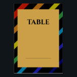 Numéro De Table Gay Men Wedding Elegant Rainbow<br><div class="desc">Celebrate your love with the Gay Men Wedding Elegant Rainbow collection — a complete suite of coordinating stationery and accessories designed for two grooms. Bold diagonal Progress Pride stripes on sophisticated black, with gold typography throughout. Every piece in this suite is fully customizable with your names, date, and wedding details....</div>