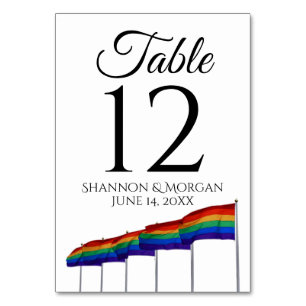Numéro De Table gay pride Festive Rainbow Flags Mariage