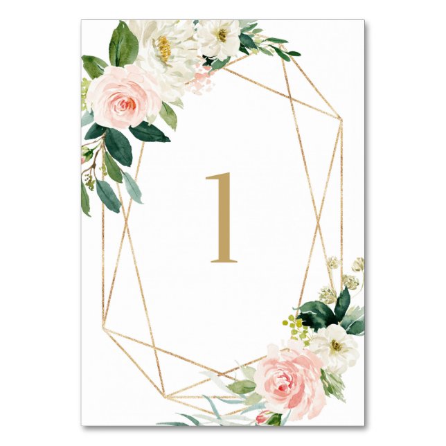 Numéro De Table Géométrique Aquarelle Fleurs de Printemps Table 1  (Par défaut)