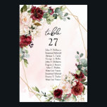 Numéro de table géométrique moderne bordeaux flora<br><div class="desc">Oh, laissez-moi vous parler de la superbe collection de papeterie mariage Blush Burgundy, eucalyptus et cadre or roses ! Imaginez de délicats roses de Bourgogne rousse entrelacés de feuilles d'eucalyptus frais, élégamment encadrés d'accents dorés chatoyants - c'est une combinaison rêveuse qui exsude romance et sophistication. Cette collection est parfaite pour...</div>