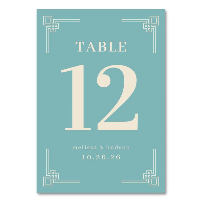 Numéro de Table Géométrique Turquoise Sophistiqué (Par défaut)