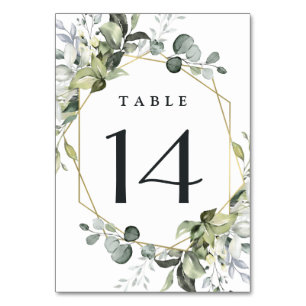 Numéro De Table Géométrique Verdure Or moderne Mariage succulent