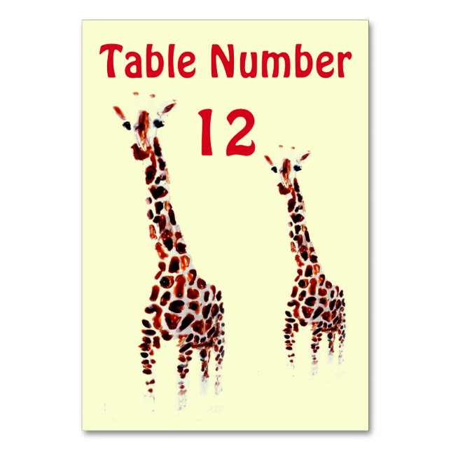 Numéro De Table Giraffe Art Wild Animal (Par défaut)