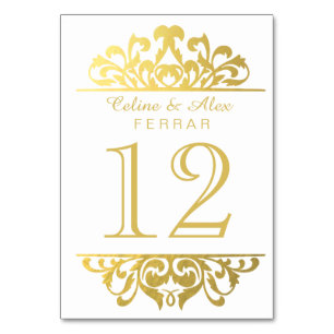Numéro De Table Glam Gold Foil Flourish Numéros de tableau   BLANC