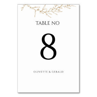 Numéro De Table Gold Botanical Floral Moderne Minimal