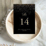 Numéro De Table Gold Confetti Calligraphie Mariage de script<br><div class="desc">Ce numéro de table mariage de script fantaisie en confetti d'or est parfait pour un mariage rustique. Le design simple et élégant présente des confettis dorés brillants associés à une typographie stylisée. Il s'agit d'un numéro de table recto-verso. Ajoutez chaque numéro de table dont vous avez besoin à votre panier...</div>