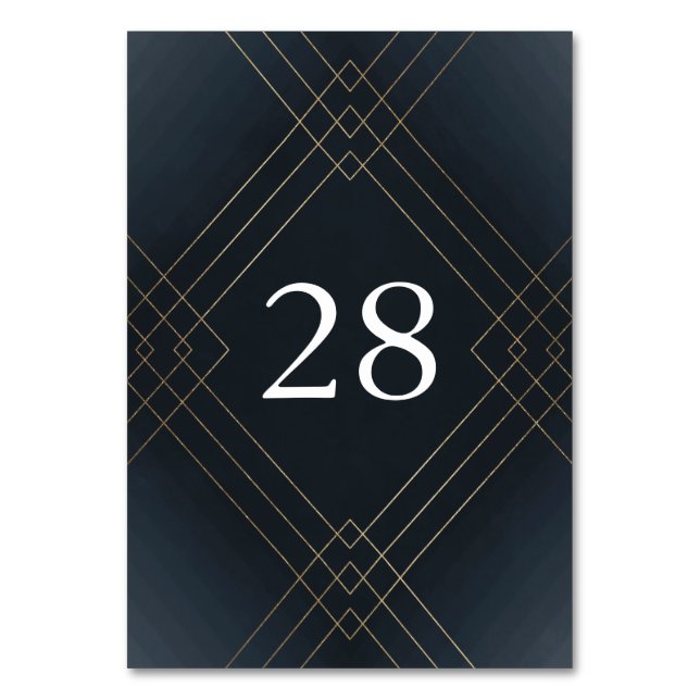Numéro De Table Gold Dark Navy Elegance Diamond Geo Deco Mariage (Par défaut)