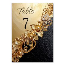Gold Floral Embellishments Table Number
