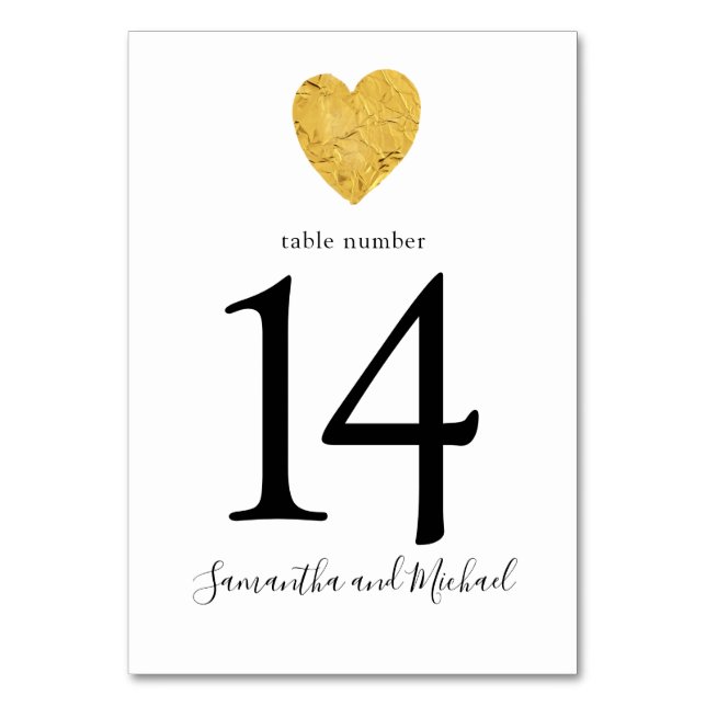 Numéro De Table Gold Foil Heart (Par défaut)