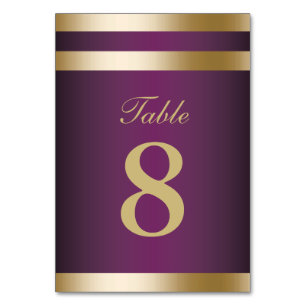 Numéro De Table Gold Foil Stripes Élégant Mariage pourpre