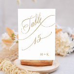 Numéro De Table Gold Luxury Calligraphy Mariage numéro 15,<br><div class="desc">Tableau 15. Veuillez vérifier tous les numéros disponibles. | Luxe et élégante calligraphie tourbillonnant numéro de table mariage avec vos initiales. Pour une personnalisation plus avancée de cette conception,  cliquez sur le BOUTON OUTIL DESIGN BLEU ci-dessus !</div>
