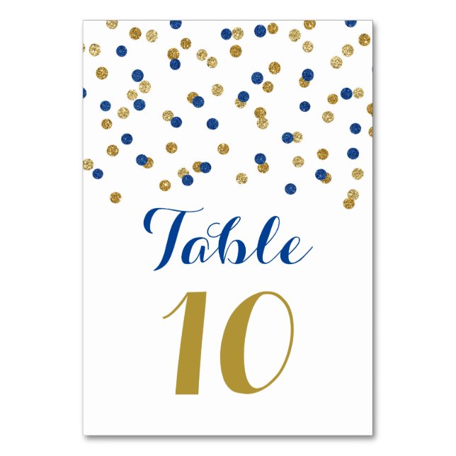 Numéro De Table Gold Navy Blue Confetti Mariage Tableau Numéro Car (Par défaut)