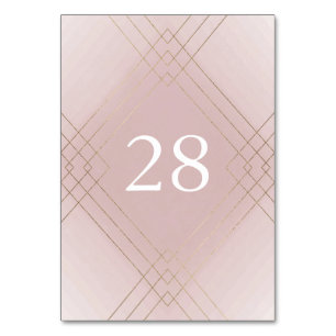 Numéro De Table Gold Rose Elegance Diamond Geo Déco Mariage