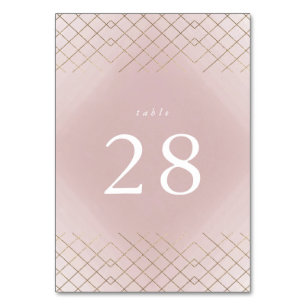 Numéro De Table Gold Rose Elegance Diamond Geo Déco Mariage