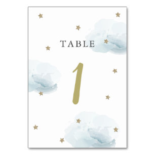 Numéro De Table Gold Star & Blue Cloud