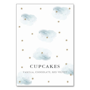 Numéro De Table Gold Star & Blue Cloud Baby shower Place Card