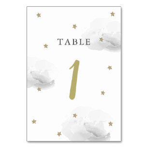 Numéro De Table Gold Star & Grey Cloud