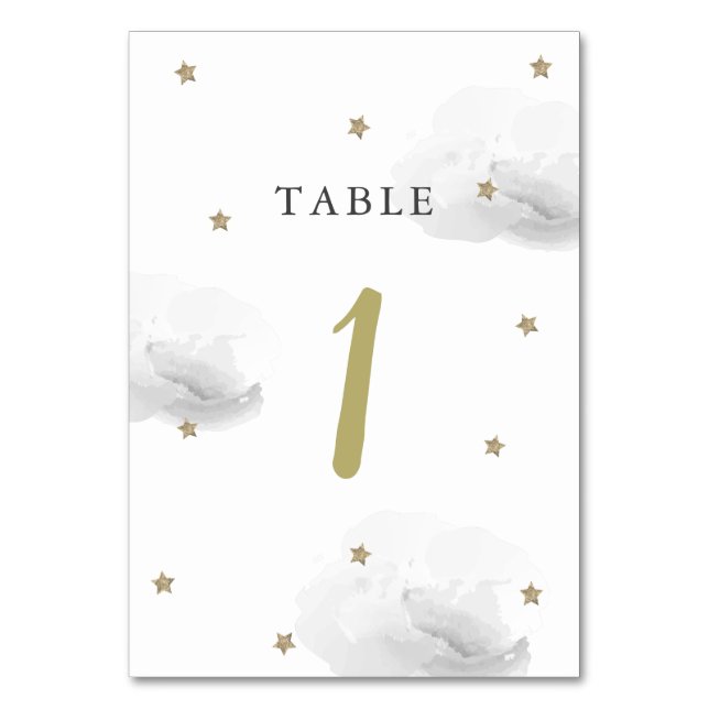 Numéro De Table Gold Star & Grey Cloud (Par défaut)