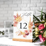 Numéro De Table Golden Burgundy & Blush rose Floral Numéro de tabl<br><div class="desc">Habillez vos tables de mariage ou de fête avec votre carte de numéro de tableau Floral Burgundy & Blush Pink.</div>