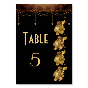 Numéro De Table Golden Peacocks, ancien Mariage Art déco égyptien