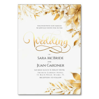 Numéro De Table Golden Radiance Botanical Wedding Invitation Card