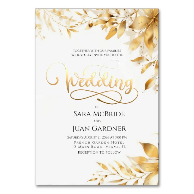 Numéro De Table Golden Radiance Botanical Wedding Invitation Card (Par défaut)