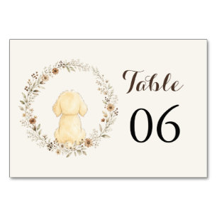 Numéro De Table Golden Retriever Baby Shower Brun Aquarelle 