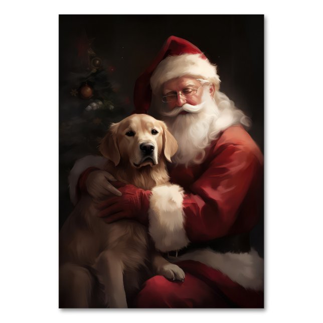 Numéro De Table Golden Retriever with Santa Clause Christmas (Par défaut)